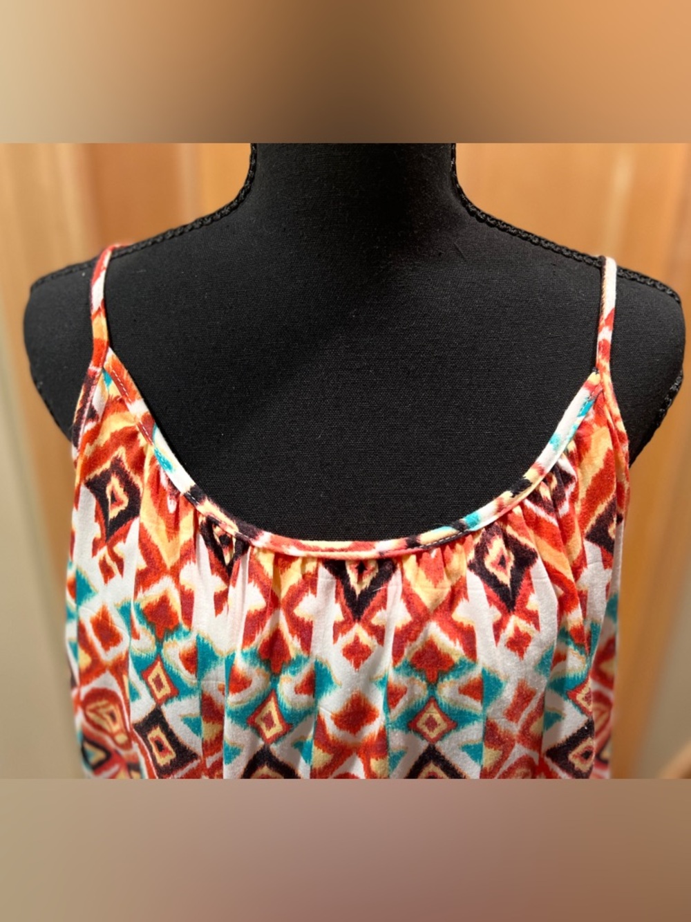 Wallflower Women’s Colorful Boho Aztec Print Maxi Sleeveless Summer Dress L - Picture 2 of 11